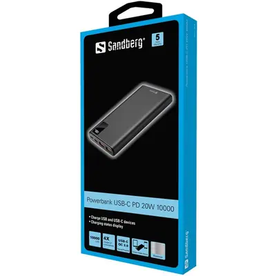 Sandberg Akkubank - Powerbank USB-C PD 20W 10000 (10000mAh; 1xUSB-C+2xUSB-A) – 2. kép