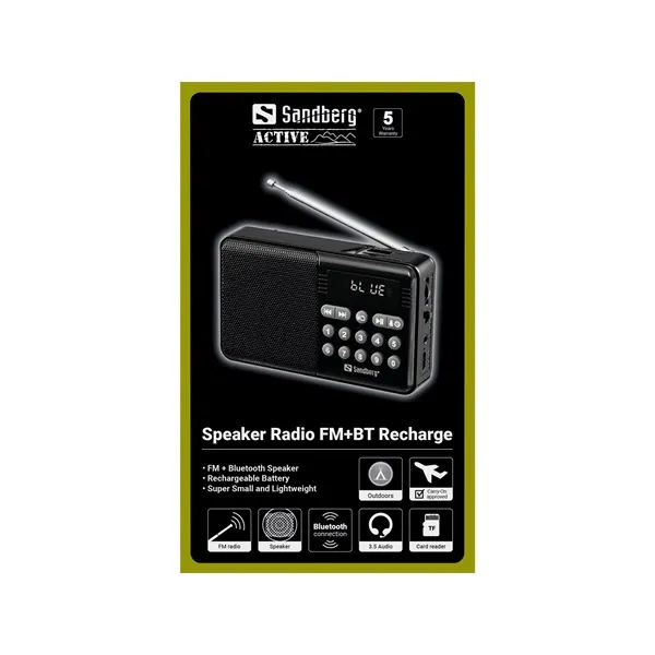 Sandberg Rádió - Speaker Radio FM+BT Recharge – 4. kép