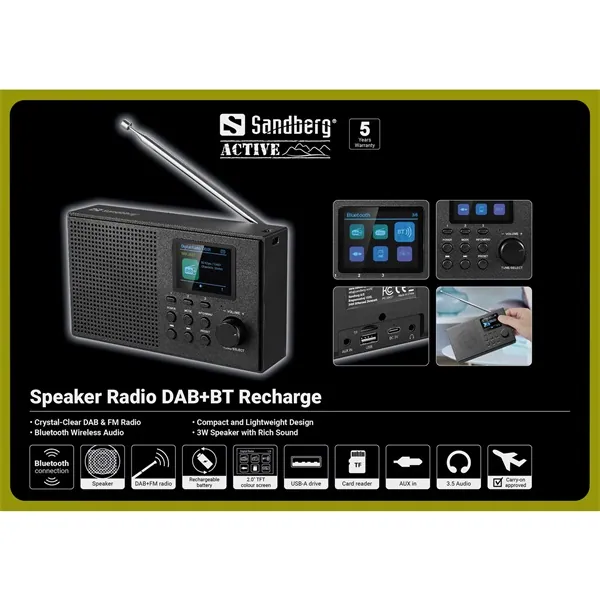 Sandberg Rádió - Speaker Radio DAB+BT Recharge – 7. kép