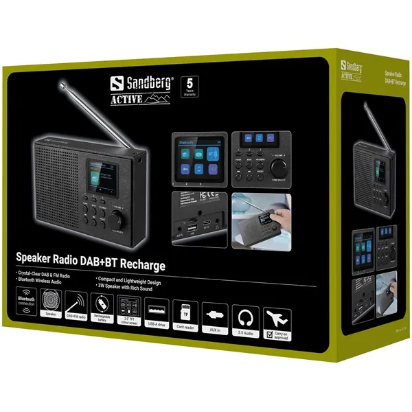 Sandberg Rádió - Speaker Radio DAB+BT Recharge – 8. kép