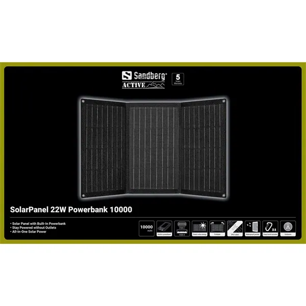 Sandberg Akkubank - SolarPanel 22W Powerbank 10000 – 6. kép