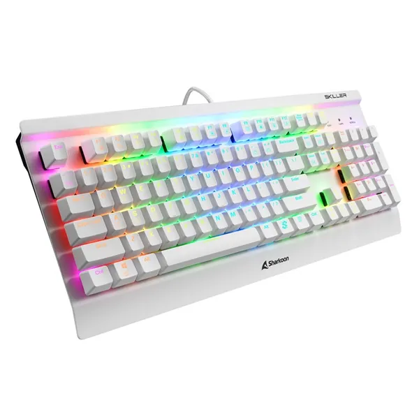 Sharkoon Billentyűzet Mechanikus - Skiller SGK3 White/Red (Kailh Red mechanika; Világítás; fehér; angol) – 2. kép
