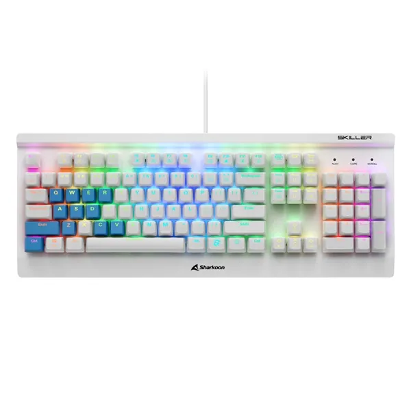 Sharkoon Billentyűzet Mechanikus - Skiller SGK3 White/Red (Kailh Red mechanika; Világítás; fehér; angol) – 3. kép