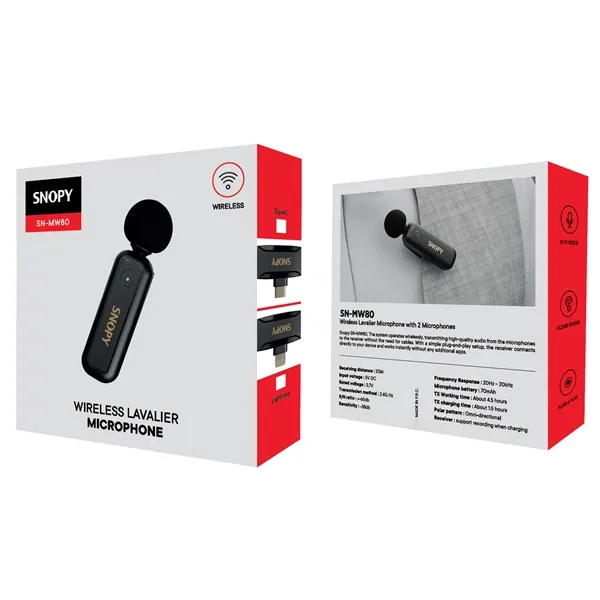 Snopy Mikroport - SN-MW80 (Type-C csatlakozó, 20m hatótáv, fekete) – 6. kép
