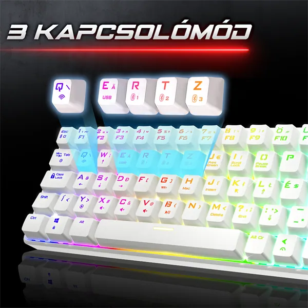 Spirit of Gamer Billentyűzet Mechanikus - XPERT K200 White (TKL, SOG red, RGB LED,USB, anti-ghosting, fehér, magyar) – 4. kép