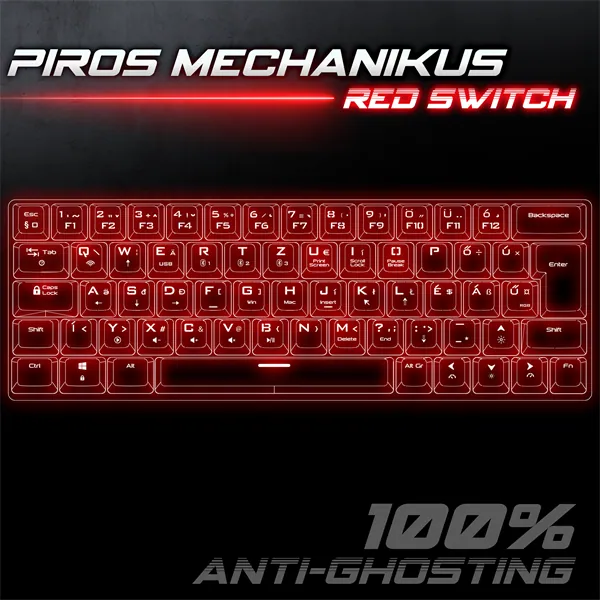Spirit of Gamer Billentyűzet Mechanikus - XPERT K200 White (TKL, SOG red, RGB LED,USB, anti-ghosting, fehér, magyar) – 5. kép