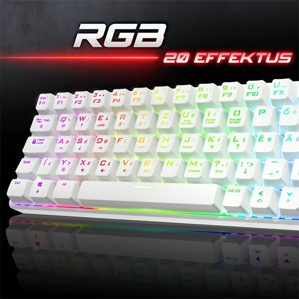 Spirit of Gamer Billentyűzet Mechanikus - XPERT K200 White (TKL, SOG red, RGB LED,USB, anti-ghosting, fehér, magyar) – 6. kép