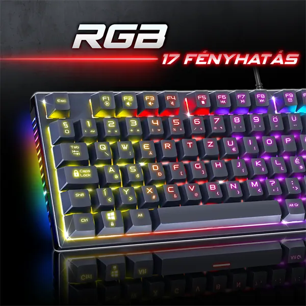 Spirit of Gamer Billentyűzet Mechanikus - XPERT K250 (105 gomb, SOG red, RGB LED,USB, anti-ghosting, fekete, magyar) – 5. kép
