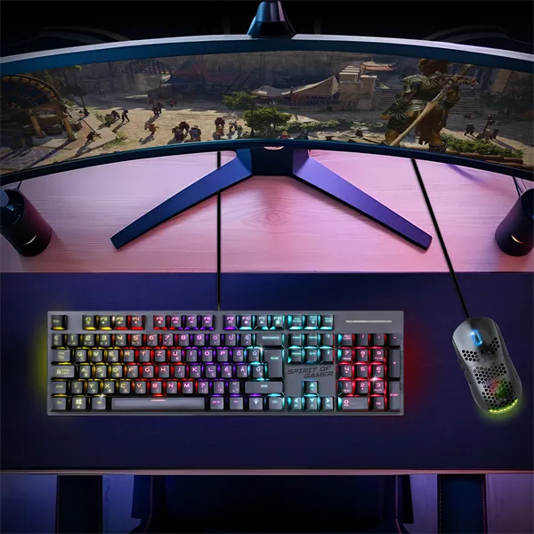 Spirit of Gamer Billentyűzet Mechanikus - XPERT K250 (105 gomb, SOG red, RGB LED,USB, anti-ghosting, fekete, magyar) – 7. kép