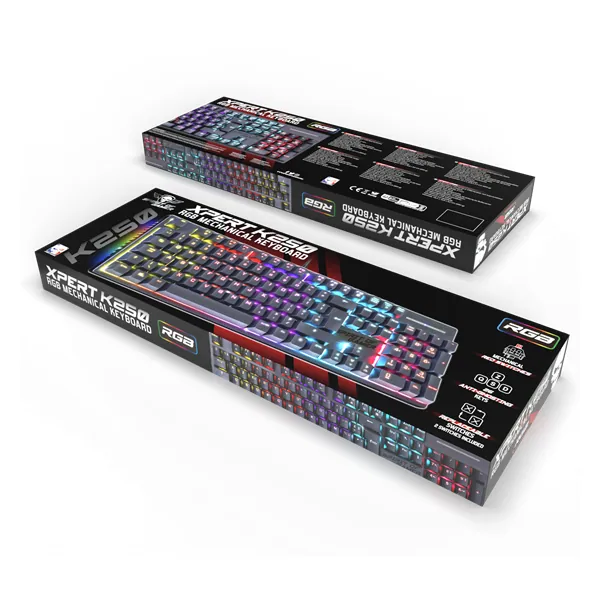Spirit of Gamer Billentyűzet Mechanikus - XPERT K250 (105 gomb, SOG red, RGB LED,USB, anti-ghosting, fekete, magyar) – 8. kép