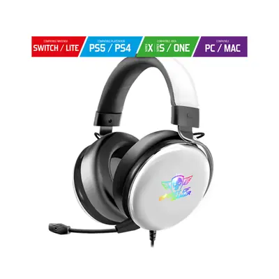 Spirit of Gamer Fejhallgató - H700 White (MultiPlatform, 7.1, mikrofon, hangerőszabályzó, nagy-párnás, fehér) – 2. kép