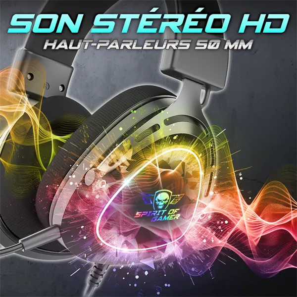 Spirit of Gamer Fejhallgató - ELITE H40 Black (MultiPlatform, RGB, 3.5mm Jack, mikrofon, hangerőszabályzó, nagy-párnás) – 4. kép