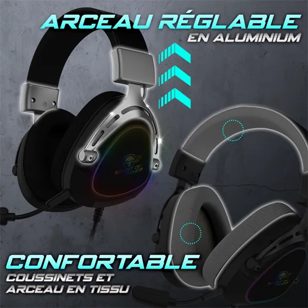Spirit of Gamer Fejhallgató - ELITE H40 Black (MultiPlatform, RGB, 3.5mm Jack, mikrofon, hangerőszabályzó, nagy-párnás) – 7. kép