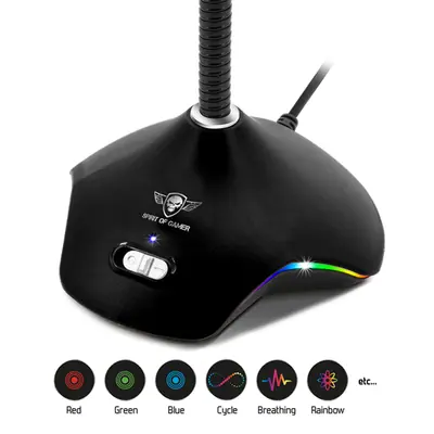 Spirit of Gamer Mikrofon - EKO 300 (RGB. USB csatlakozó, 150cm kábel, fekete) – 2. kép