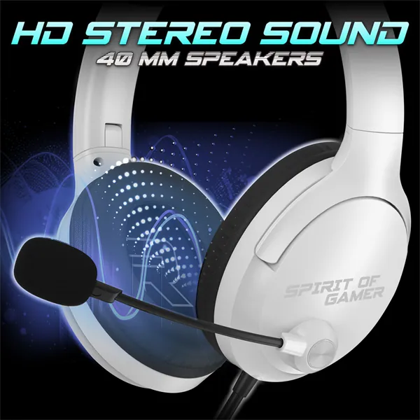 Spirit of Gamer Fejhallgató - PRO-H4 White (MultiPlatform, mikrofon, 3.5mm jack, hangerőszabályzó, fehér) – 4. kép
