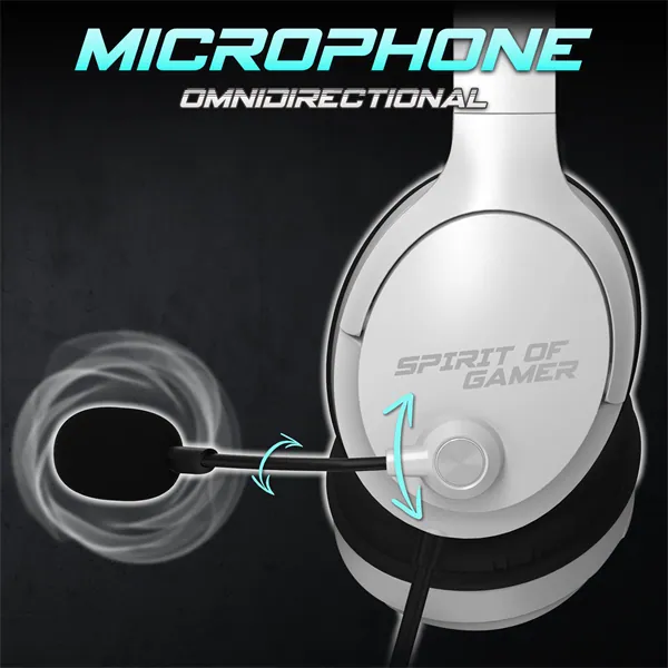 Spirit of Gamer Fejhallgató - PRO-H4 White (MultiPlatform, mikrofon, 3.5mm jack, hangerőszabályzó, fehér) – 5. kép