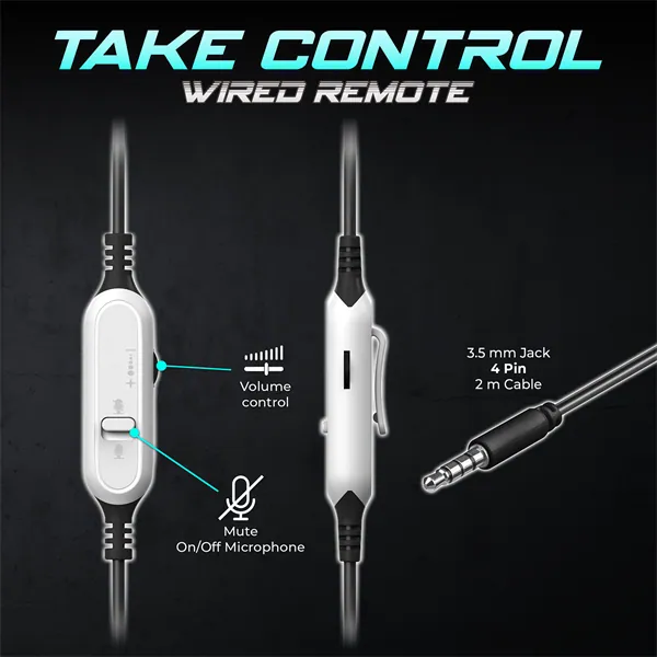 Spirit of Gamer Fejhallgató - PRO-H4 White (MultiPlatform, mikrofon, 3.5mm jack, hangerőszabályzó, fehér) – 6. kép