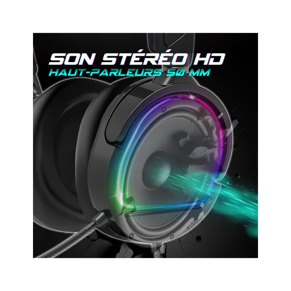 Spirit of Gamer Fejhallgató - PRO-H6 RGB Black (MultiPlatform, mikrofon, 3.5mm jack, hangerőszabályzó, 2m kábel, fekete) – 4. kép