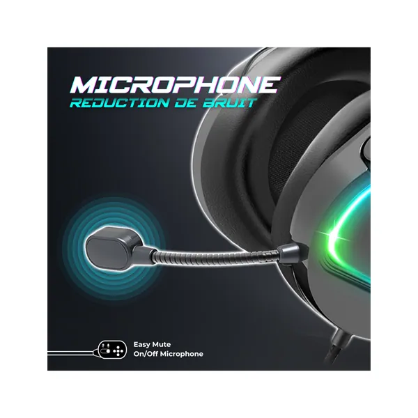 Spirit of Gamer Fejhallgató - PRO-H6 RGB Black (MultiPlatform, mikrofon, 3.5mm jack, hangerőszabályzó, 2m kábel, fekete) – 5. kép