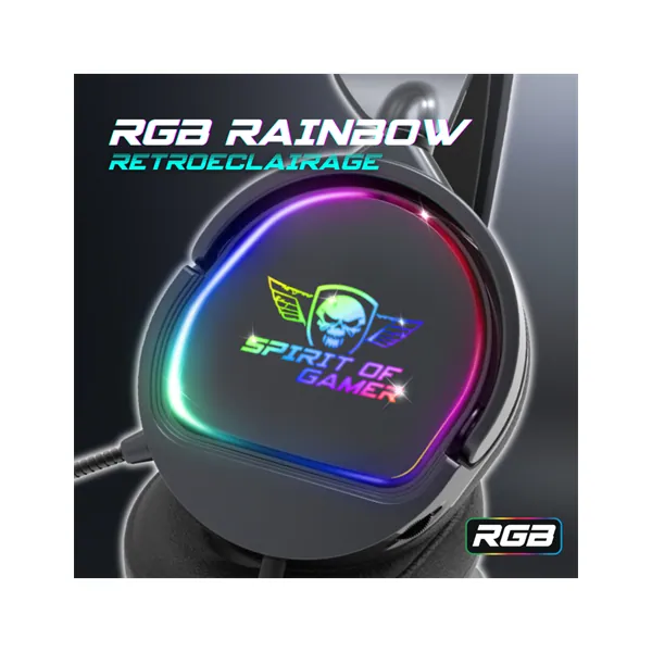 Spirit of Gamer Fejhallgató - PRO-H6 RGB Black (MultiPlatform, mikrofon, 3.5mm jack, hangerőszabályzó, 2m kábel, fekete) – 6. kép