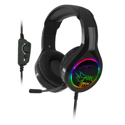 Spirit of Gamer Fejhallgató - PRO-H8 RGB Dark (MultiPlatform, mikrofon, 3.5mm jack, hangerőszabályzó, 2m kábel, fekete) – 2. kép