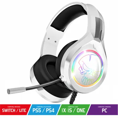 Spirit of Gamer Fejhallgató - PRO-H8 RGB White (MultiPlatform, mikrofon, 3.5mm jack, hangerőszabályzó, 2m kábel, fehér) – 2. kép