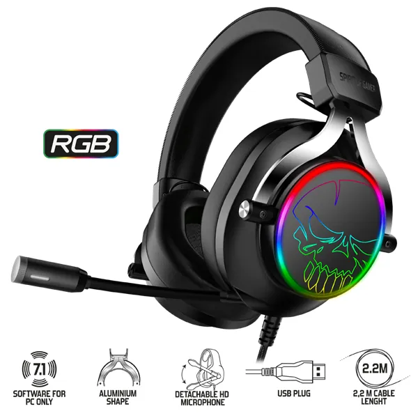 Spirit of Gamer Fejhallgató - MIC-XH600 (MultiPlatform, 7.1, mikrofon, hangerőszabályzó, nagy-párnás, fekete) – 2. kép