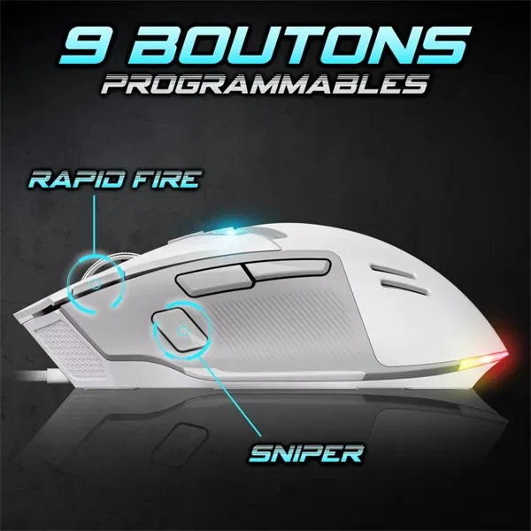 Spirit of Gamer Egér - ELITE-M60 Black (Optikai, 20000 DPI, 1000Hz, 9 programozható gomb, RGB, vezetékes, fekete) – 5. kép