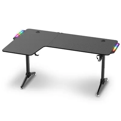 Spirit of Gamer Gamer Asztal - Headquarter 600 L (MDF lap, fém lábak, fekete, RGB LED háttérvilágítás, 160 x 60 x 75cm) – 2. kép