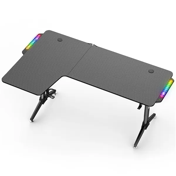 Spirit of Gamer Gamer Asztal - Headquarter 600 L (MDF lap, fém lábak, fekete, RGB LED háttérvilágítás, 160 x 60 x 75cm) – 4. kép
