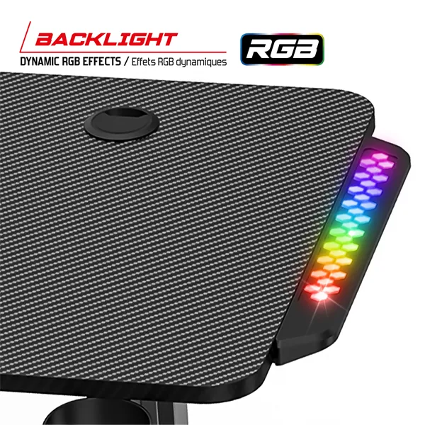 Spirit of Gamer Gamer Asztal - Headquarter 600 L (MDF lap, fém lábak, fekete, RGB LED háttérvilágítás, 160 x 60 x 75cm) – 5. kép