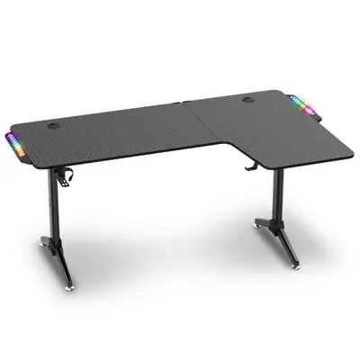 Spirit of Gamer Gamer Asztal - Headquarter 600 R (MDF lap, fém lábak, fekete, RGB LED háttérvilágítás, 160 x 60 x 75cm) – 2. kép