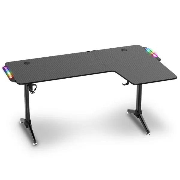 Spirit of Gamer Gamer Asztal - Headquarter 600 R (MDF lap, fém lábak, fekete, RGB LED háttérvilágítás, 160 x 60 x 75cm) – 2. kép