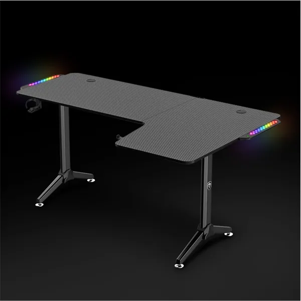 Spirit of Gamer Gamer Asztal - Headquarter 600 R (MDF lap, fém lábak, fekete, RGB LED háttérvilágítás, 160 x 60 x 75cm) – 3. kép