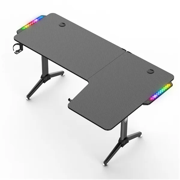 Spirit of Gamer Gamer Asztal - Headquarter 600 R (MDF lap, fém lábak, fekete, RGB LED háttérvilágítás, 160 x 60 x 75cm) – 4. kép