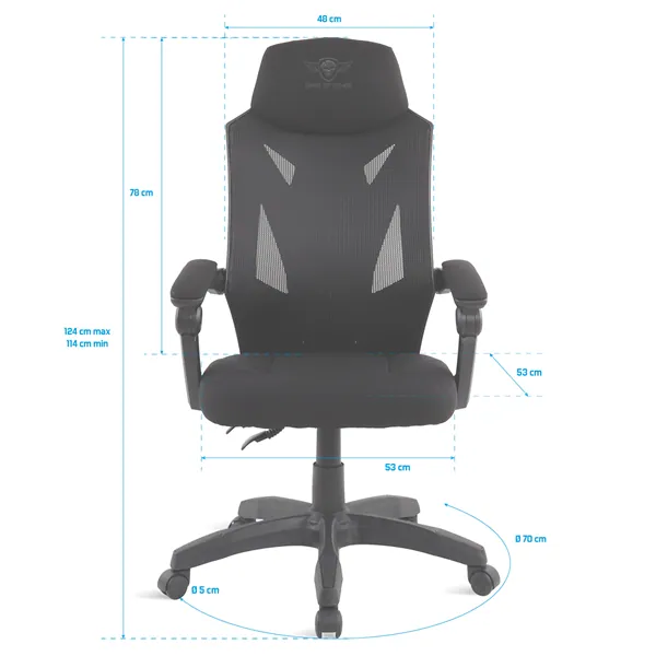 Spirit of Gamer szék - HELLCAT Black (állítható dőlés/magasság; szövet; max.120kg-ig, fekete) – 7. kép