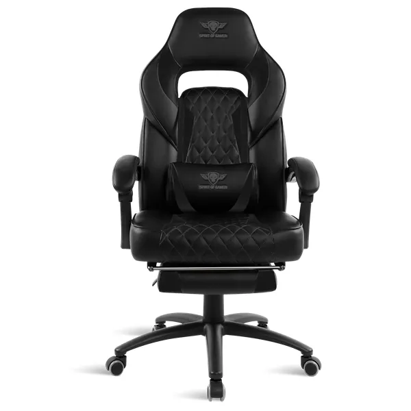 Spirit of Gamer szék - MUSTANG Black (állítható dőlés/magasság; kihajtható lábtartó; max.120kg-ig, fekete) – 2. kép