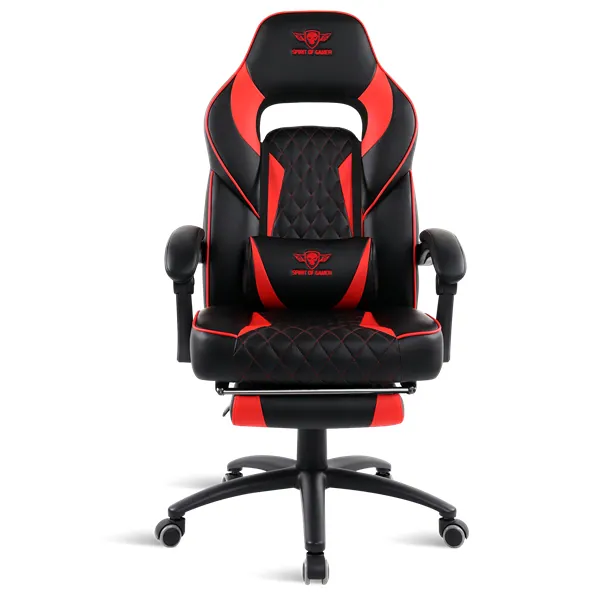 Spirit of Gamer szék - MUSTANG Red (állítható dőlés/magasság; kihajtható lábtartó; max.120kg-ig, piros) – 2. kép