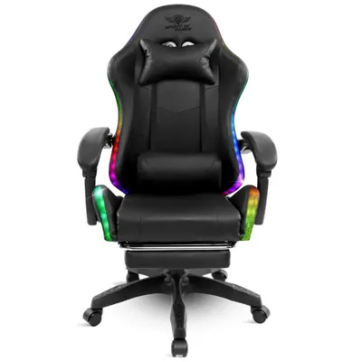 Spirit of Gamer szék - SIRIUS (RGB, állítható dőlés/magasság; kihajtható lábtartó; max.120kg-ig, fekete) – 2. kép