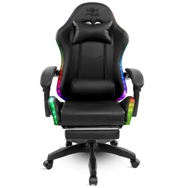 Spirit of Gamer szék - SIRIUS (RGB, állítható dőlés/magasság; kihajtható lábtartó; max.120kg-ig, fekete) – 2. kép