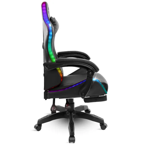 Spirit of Gamer szék - SIRIUS (RGB, állítható dőlés/magasság; kihajtható lábtartó; max.120kg-ig, fekete) – 3. kép
