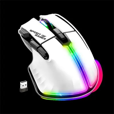 Spirit of Gamer Egér vezeték nélküli - PRO-M5 Arctic Wireless (Optikai, 8000DPI, 8 gomb, fehér) – 2. kép