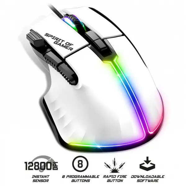 Spirit of Gamer PRO-M5 Arctic USB optikai egér S-PM5RGBWT – 2. kép