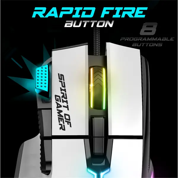 Spirit of Gamer PRO-M5 Arctic USB optikai egér S-PM5RGBWT – 6. kép