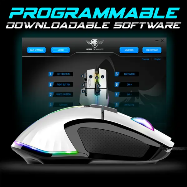 Spirit of Gamer PRO-M5 Arctic USB optikai egér S-PM5RGBWT – 8. kép