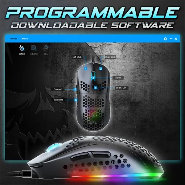 Spirit of Gamer Egér - S-PM4 RGB (Optikai, 12800DPI, 6 gomb, harisnyázott kábel, fekete) – 7. kép