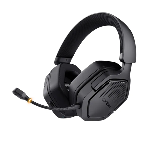 Trust Fejhallgató Vezeték nélküli - GXT493 Carus (Bluetooth + 2,4GHz; nagy-párnás; 3,5mm + USB-C; mikrofon; fekete)