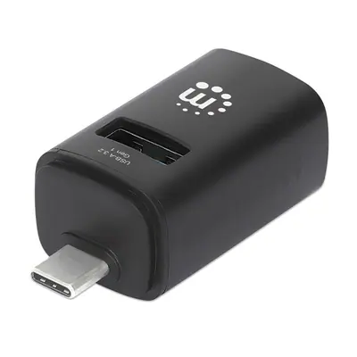 Manhattan USB HUB - 3db USB 3.0 / 2.0 Type-C Combo Mini Hub, Ultra-Compact Design, Fekete