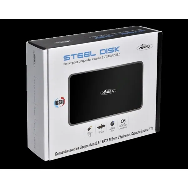 Advance Külső HDD/SSD Ház 2.5" - STEELDISK 2.5" (USB-A3.0 to SATA, fekete) – 4. kép