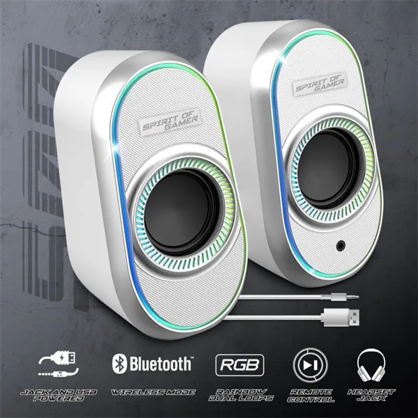 Spirit of Gamer Hangszóró 2.0 - Fanatic 500 Arctic (PC/Mac, Bluetooth/3,5mm Jack, fehér) – 2. kép